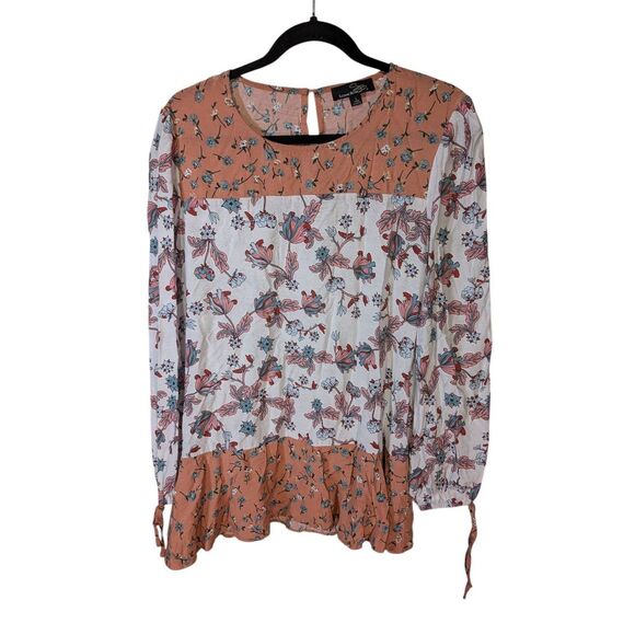 Suzanne Betro Boho Tiered Floral Top Women's Size Large - Picture 1 of 5